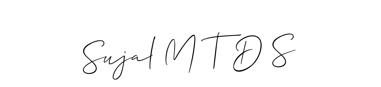 Also You can easily find your signature by using the search form. We will create Sujal M T D S name handwritten signature images for you free of cost using Allison_Script sign style. Sujal M T D S signature style 2 images and pictures png