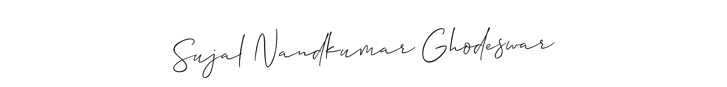 How to make Sujal Nandkumar Ghodeswar name signature. Use Allison_Script style for creating short signs online. This is the latest handwritten sign. Sujal Nandkumar Ghodeswar signature style 2 images and pictures png