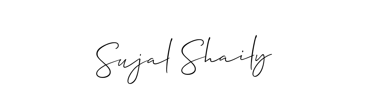 It looks lik you need a new signature style for name Sujal Shaily. Design unique handwritten (Allison_Script) signature with our free signature maker in just a few clicks. Sujal Shaily signature style 2 images and pictures png