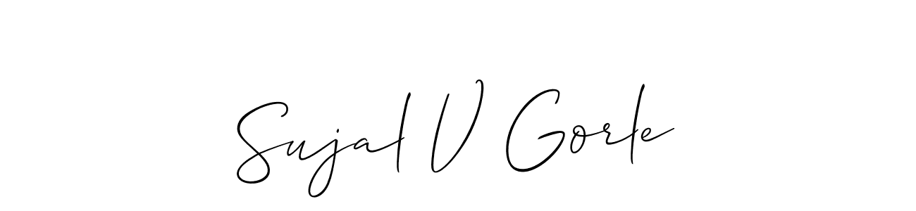 Allison_Script is a professional signature style that is perfect for those who want to add a touch of class to their signature. It is also a great choice for those who want to make their signature more unique. Get Sujal V Gorle name to fancy signature for free. Sujal V Gorle signature style 2 images and pictures png