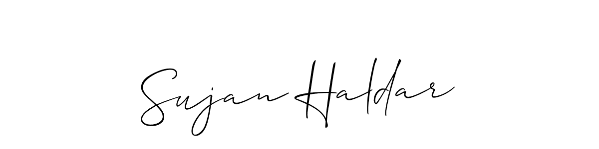 How to make Sujan Haldar name signature. Use Allison_Script style for creating short signs online. This is the latest handwritten sign. Sujan Haldar signature style 2 images and pictures png