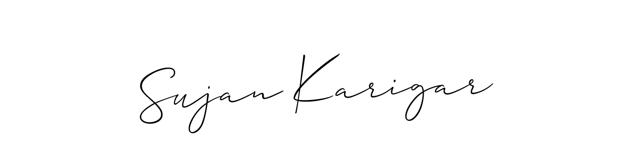 Create a beautiful signature design for name Sujan Karigar. With this signature (Allison_Script) fonts, you can make a handwritten signature for free. Sujan Karigar signature style 2 images and pictures png