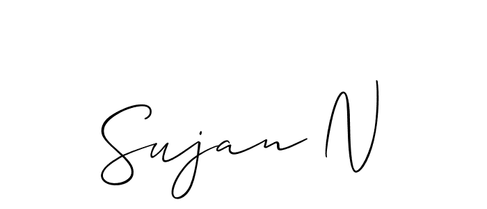 Also You can easily find your signature by using the search form. We will create Sujan N name handwritten signature images for you free of cost using Allison_Script sign style. Sujan N signature style 2 images and pictures png