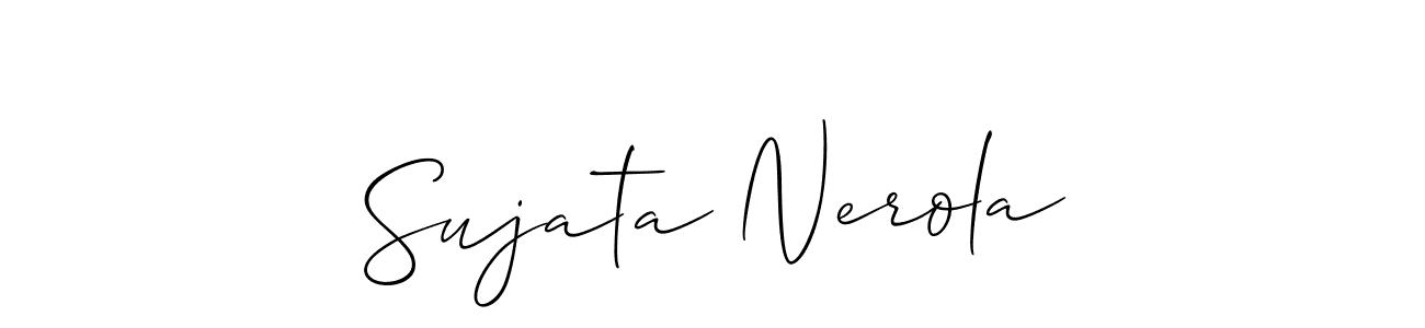 if you are searching for the best signature style for your name Sujata Nerola. so please give up your signature search. here we have designed multiple signature styles  using Allison_Script. Sujata Nerola signature style 2 images and pictures png