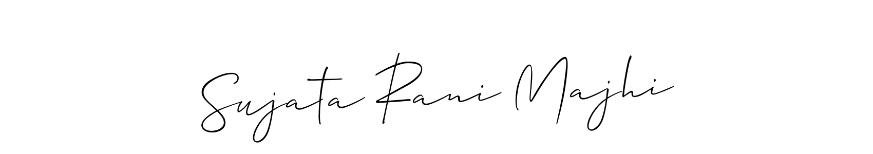 Also You can easily find your signature by using the search form. We will create Sujata Rani Majhi name handwritten signature images for you free of cost using Allison_Script sign style. Sujata Rani Majhi signature style 2 images and pictures png