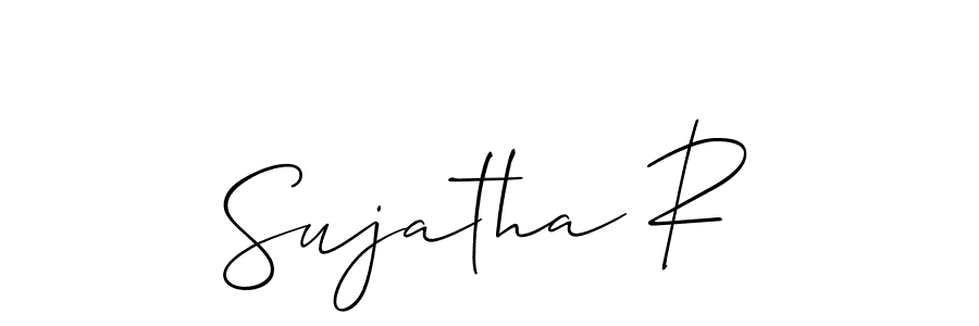 The best way (Allison_Script) to make a short signature is to pick only two or three words in your name. The name Sujatha R include a total of six letters. For converting this name. Sujatha R signature style 2 images and pictures png