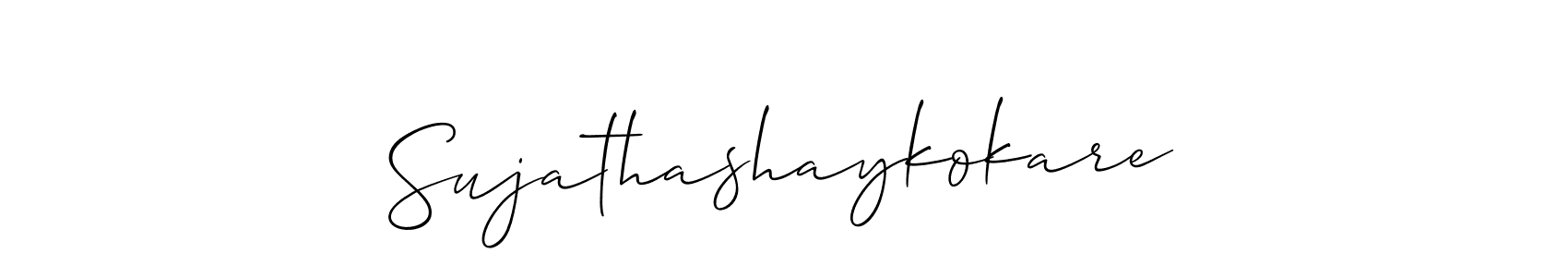 Create a beautiful signature design for name Sujathashaykokare. With this signature (Allison_Script) fonts, you can make a handwritten signature for free. Sujathashaykokare signature style 2 images and pictures png