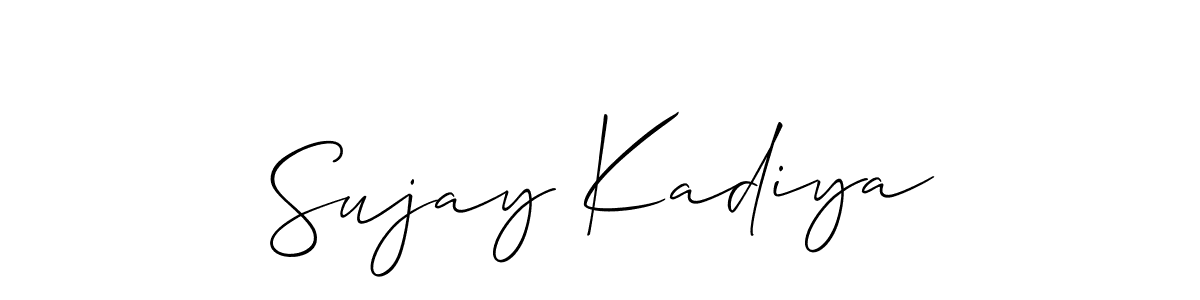 The best way (Allison_Script) to make a short signature is to pick only two or three words in your name. The name Sujay Kadiya include a total of six letters. For converting this name. Sujay Kadiya signature style 2 images and pictures png