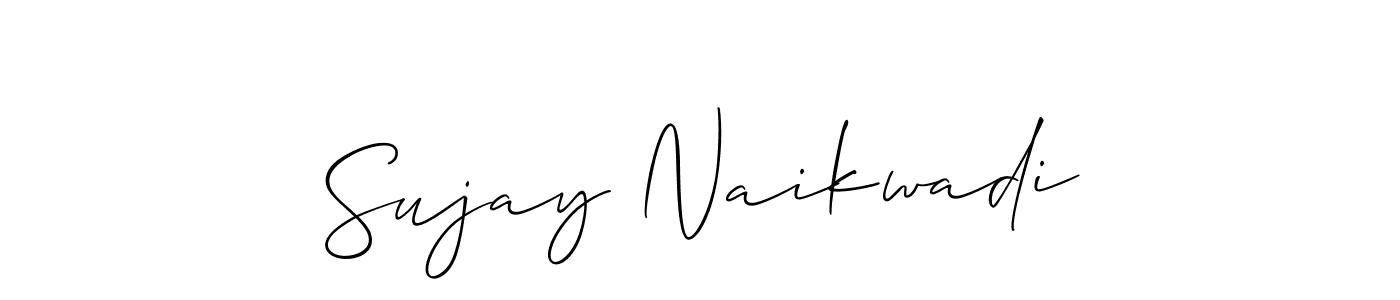 The best way (Allison_Script) to make a short signature is to pick only two or three words in your name. The name Sujay Naikwadi include a total of six letters. For converting this name. Sujay Naikwadi signature style 2 images and pictures png