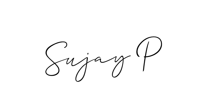 You should practise on your own different ways (Allison_Script) to write your name (Sujay P) in signature. don't let someone else do it for you. Sujay P signature style 2 images and pictures png