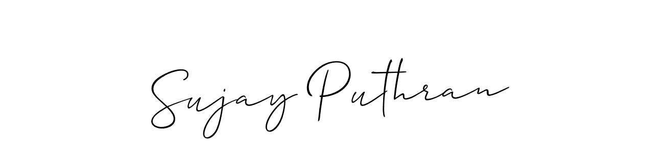 Create a beautiful signature design for name Sujay Puthran. With this signature (Allison_Script) fonts, you can make a handwritten signature for free. Sujay Puthran signature style 2 images and pictures png