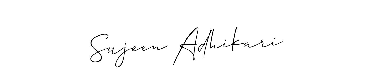if you are searching for the best signature style for your name Sujeen Adhikari. so please give up your signature search. here we have designed multiple signature styles  using Allison_Script. Sujeen Adhikari signature style 2 images and pictures png