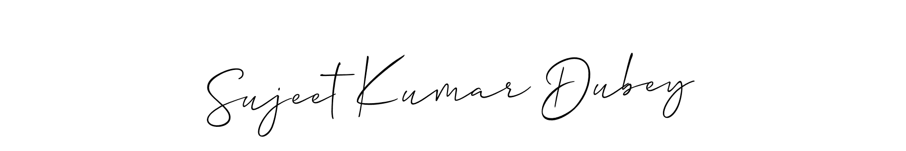 The best way (Allison_Script) to make a short signature is to pick only two or three words in your name. The name Sujeet Kumar Dubey include a total of six letters. For converting this name. Sujeet Kumar Dubey signature style 2 images and pictures png