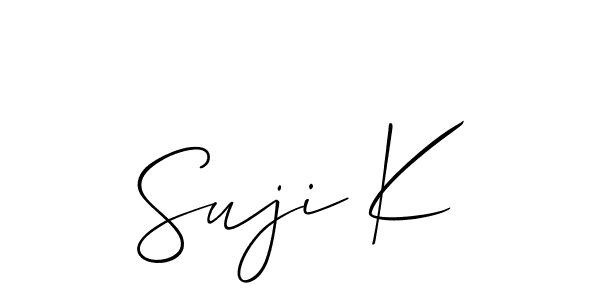 How to make Suji K signature? Allison_Script is a professional autograph style. Create handwritten signature for Suji K name. Suji K signature style 2 images and pictures png