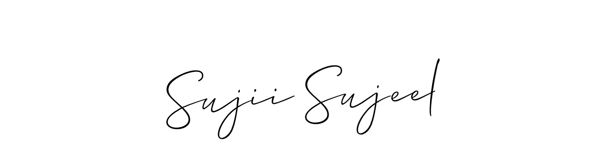 Also You can easily find your signature by using the search form. We will create Sujii Sujeel name handwritten signature images for you free of cost using Allison_Script sign style. Sujii Sujeel signature style 2 images and pictures png