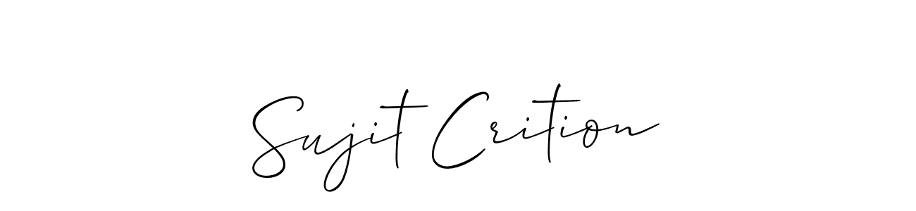 Make a short Sujit Crition signature style. Manage your documents anywhere anytime using Allison_Script. Create and add eSignatures, submit forms, share and send files easily. Sujit Crition signature style 2 images and pictures png