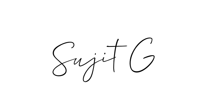 The best way (Allison_Script) to make a short signature is to pick only two or three words in your name. The name Sujit G include a total of six letters. For converting this name. Sujit G signature style 2 images and pictures png