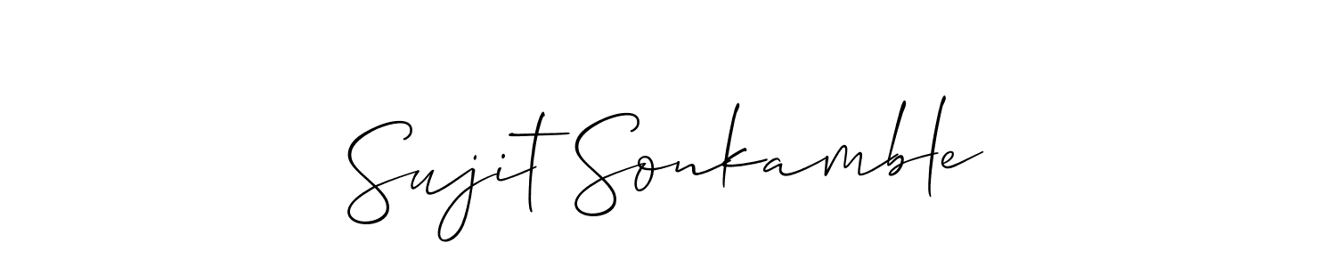 Also You can easily find your signature by using the search form. We will create Sujit Sonkamble name handwritten signature images for you free of cost using Allison_Script sign style. Sujit Sonkamble signature style 2 images and pictures png