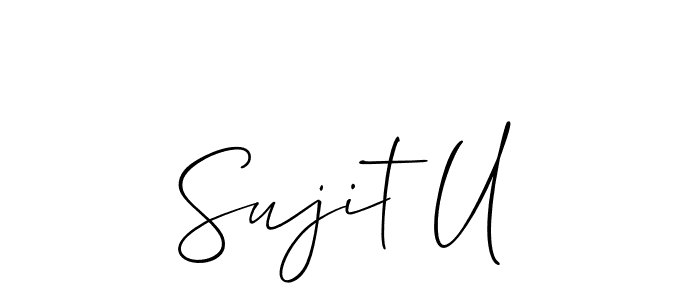 Also You can easily find your signature by using the search form. We will create Sujit U name handwritten signature images for you free of cost using Allison_Script sign style. Sujit U signature style 2 images and pictures png