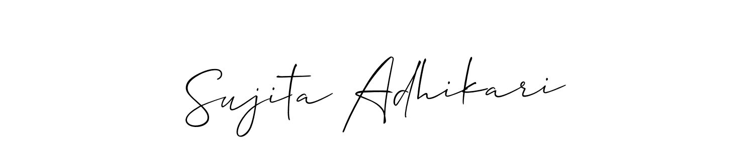 Also we have Sujita Adhikari name is the best signature style. Create professional handwritten signature collection using Allison_Script autograph style. Sujita Adhikari signature style 2 images and pictures png