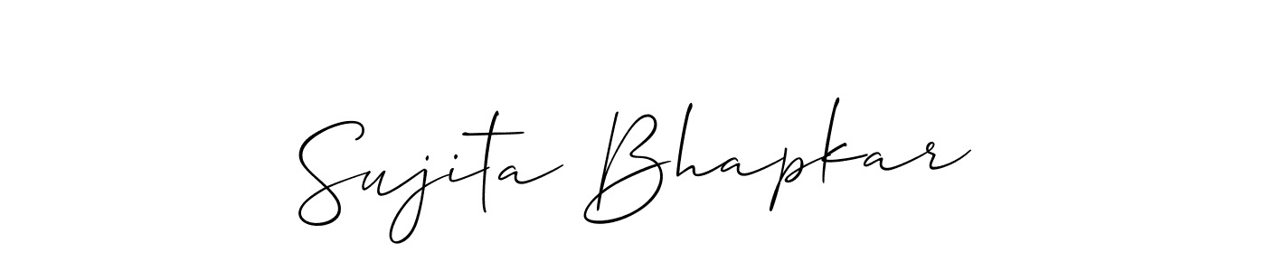 This is the best signature style for the Sujita Bhapkar name. Also you like these signature font (Allison_Script). Mix name signature. Sujita Bhapkar signature style 2 images and pictures png