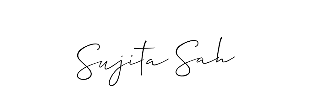 The best way (Allison_Script) to make a short signature is to pick only two or three words in your name. The name Sujita Sah include a total of six letters. For converting this name. Sujita Sah signature style 2 images and pictures png