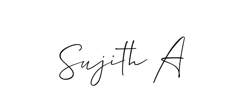 How to make Sujith A name signature. Use Allison_Script style for creating short signs online. This is the latest handwritten sign. Sujith A signature style 2 images and pictures png