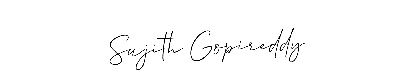 You should practise on your own different ways (Allison_Script) to write your name (Sujith Gopireddy) in signature. don't let someone else do it for you. Sujith Gopireddy signature style 2 images and pictures png