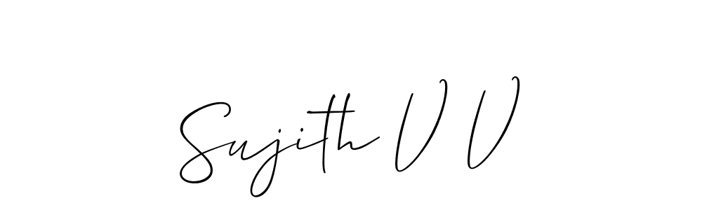 Allison_Script is a professional signature style that is perfect for those who want to add a touch of class to their signature. It is also a great choice for those who want to make their signature more unique. Get Sujith V V name to fancy signature for free. Sujith V V signature style 2 images and pictures png