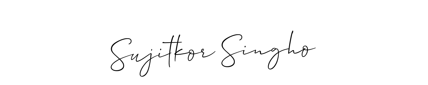 Also You can easily find your signature by using the search form. We will create Sujitkor Singho name handwritten signature images for you free of cost using Allison_Script sign style. Sujitkor Singho signature style 2 images and pictures png