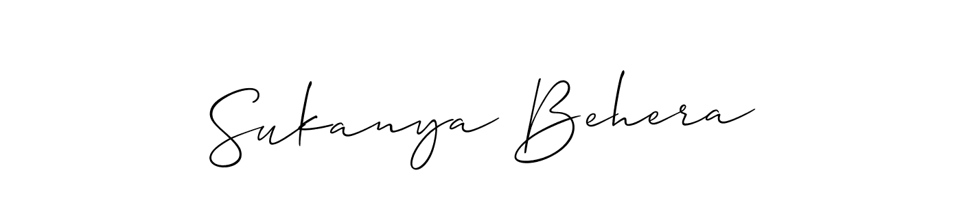 Design your own signature with our free online signature maker. With this signature software, you can create a handwritten (Allison_Script) signature for name Sukanya Behera. Sukanya Behera signature style 2 images and pictures png