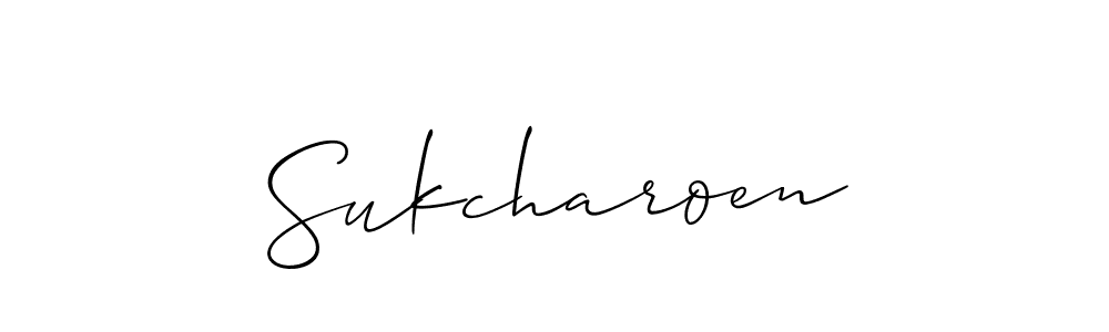 Allison_Script is a professional signature style that is perfect for those who want to add a touch of class to their signature. It is also a great choice for those who want to make their signature more unique. Get Sukcharoen name to fancy signature for free. Sukcharoen signature style 2 images and pictures png