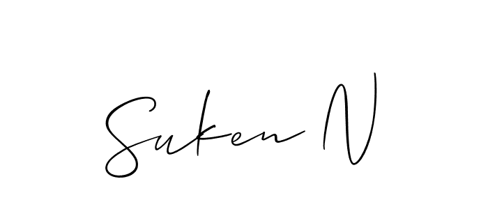 Check out images of Autograph of Suken N name. Actor Suken N Signature Style. Allison_Script is a professional sign style online. Suken N signature style 2 images and pictures png