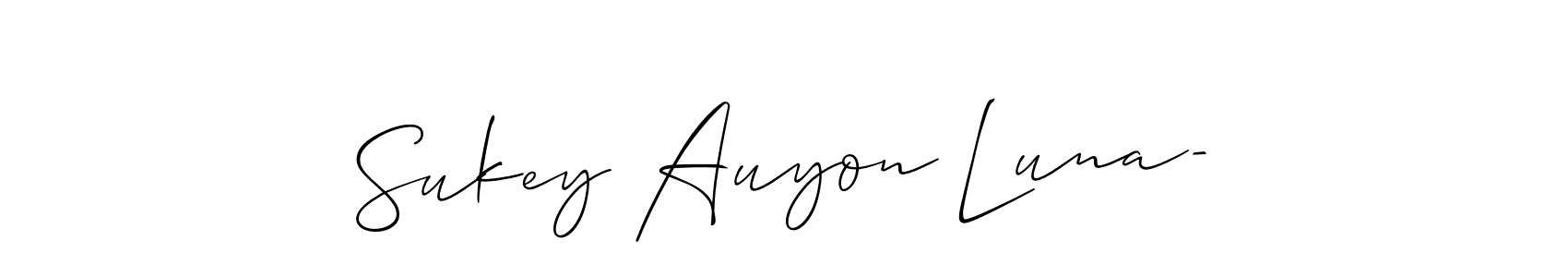 Make a short Sukey Auyon Luna- signature style. Manage your documents anywhere anytime using Allison_Script. Create and add eSignatures, submit forms, share and send files easily. Sukey Auyon Luna- signature style 2 images and pictures png