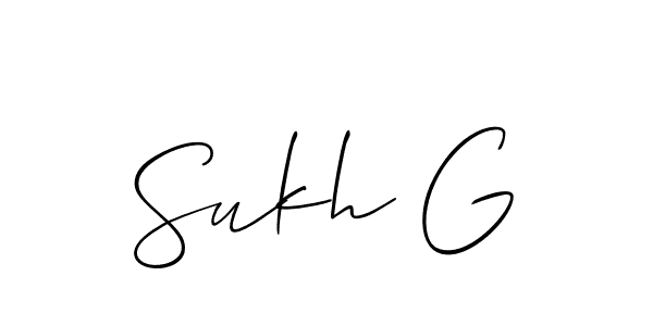 if you are searching for the best signature style for your name Sukh G. so please give up your signature search. here we have designed multiple signature styles  using Allison_Script. Sukh G signature style 2 images and pictures png