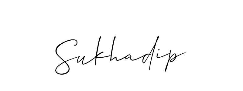 Sukhadip stylish signature style. Best Handwritten Sign (Allison_Script) for my name. Handwritten Signature Collection Ideas for my name Sukhadip. Sukhadip signature style 2 images and pictures png