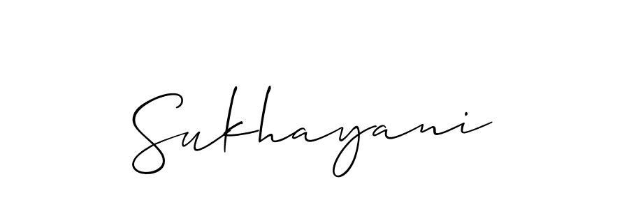 Also You can easily find your signature by using the search form. We will create Sukhayani name handwritten signature images for you free of cost using Allison_Script sign style. Sukhayani signature style 2 images and pictures png
