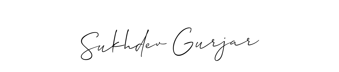 How to make Sukhdev Gurjar name signature. Use Allison_Script style for creating short signs online. This is the latest handwritten sign. Sukhdev Gurjar signature style 2 images and pictures png