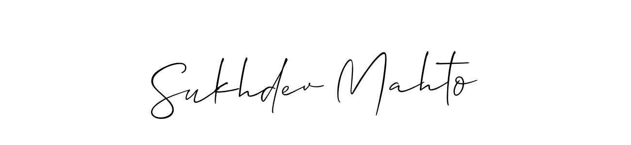 How to make Sukhdev Mahto name signature. Use Allison_Script style for creating short signs online. This is the latest handwritten sign. Sukhdev Mahto signature style 2 images and pictures png