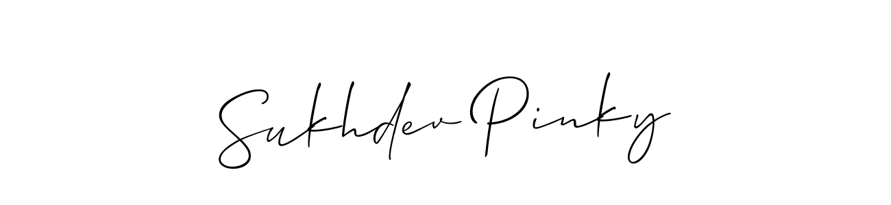 How to make Sukhdev Pinky signature? Allison_Script is a professional autograph style. Create handwritten signature for Sukhdev Pinky name. Sukhdev Pinky signature style 2 images and pictures png
