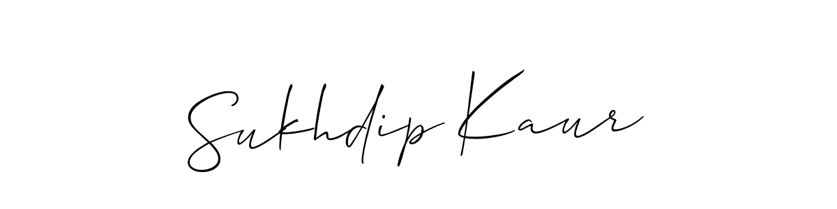 Create a beautiful signature design for name Sukhdip Kaur. With this signature (Allison_Script) fonts, you can make a handwritten signature for free. Sukhdip Kaur signature style 2 images and pictures png