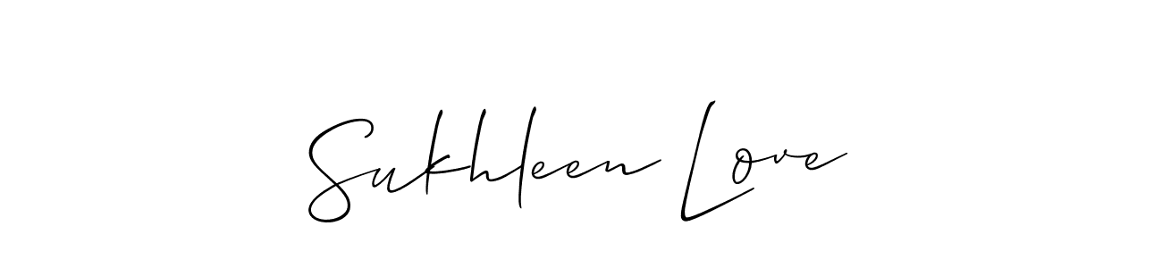 Make a beautiful signature design for name Sukhleen Love. With this signature (Allison_Script) style, you can create a handwritten signature for free. Sukhleen Love signature style 2 images and pictures png