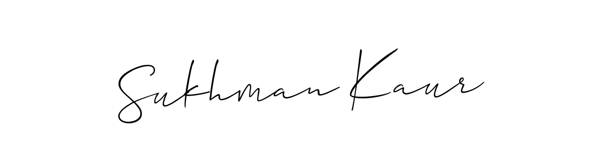 How to make Sukhman Kaur name signature. Use Allison_Script style for creating short signs online. This is the latest handwritten sign. Sukhman Kaur signature style 2 images and pictures png