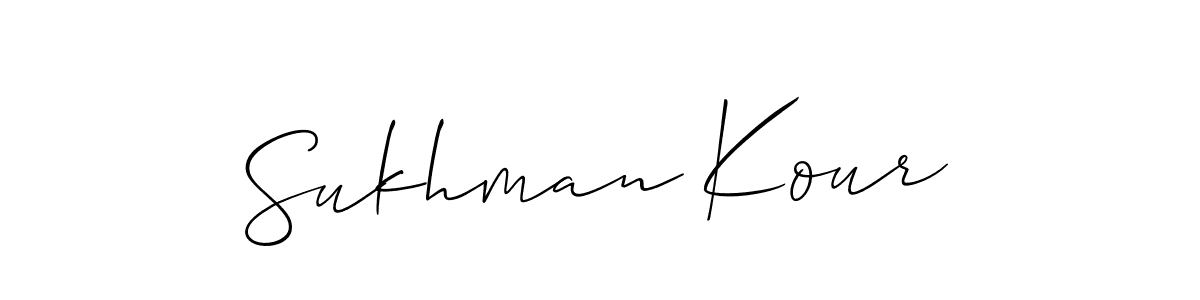 Sukhman Kour stylish signature style. Best Handwritten Sign (Allison_Script) for my name. Handwritten Signature Collection Ideas for my name Sukhman Kour. Sukhman Kour signature style 2 images and pictures png