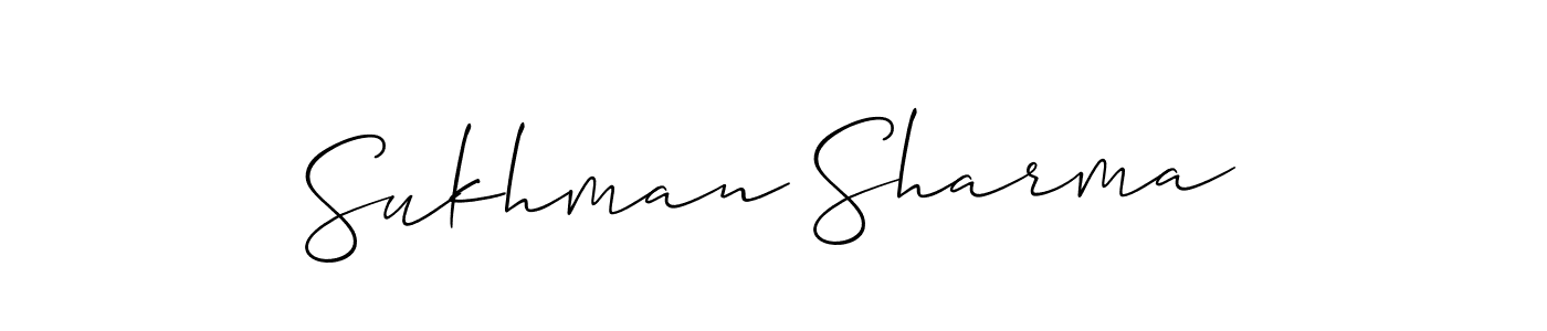 Also You can easily find your signature by using the search form. We will create Sukhman Sharma name handwritten signature images for you free of cost using Allison_Script sign style. Sukhman Sharma signature style 2 images and pictures png