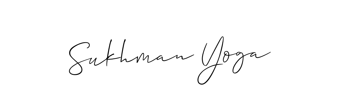 Make a beautiful signature design for name Sukhman Yoga. With this signature (Allison_Script) style, you can create a handwritten signature for free. Sukhman Yoga signature style 2 images and pictures png