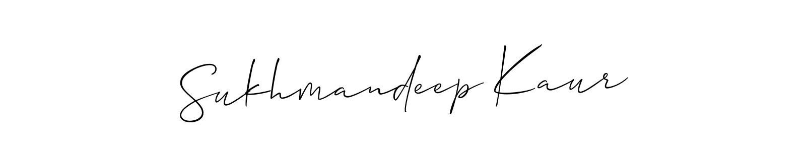 Make a short Sukhmandeep Kaur signature style. Manage your documents anywhere anytime using Allison_Script. Create and add eSignatures, submit forms, share and send files easily. Sukhmandeep Kaur signature style 2 images and pictures png