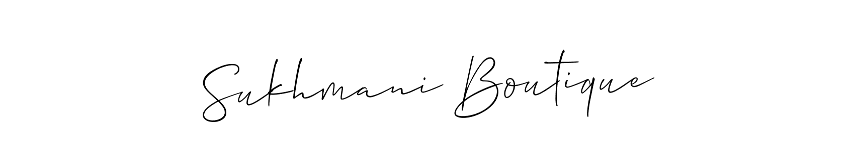 It looks lik you need a new signature style for name Sukhmani Boutique. Design unique handwritten (Allison_Script) signature with our free signature maker in just a few clicks. Sukhmani Boutique signature style 2 images and pictures png