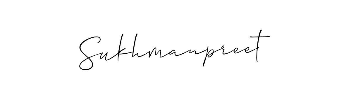 Make a beautiful signature design for name Sukhmanpreet. With this signature (Allison_Script) style, you can create a handwritten signature for free. Sukhmanpreet signature style 2 images and pictures png