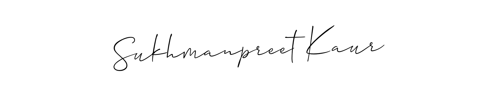 How to make Sukhmanpreet Kaur name signature. Use Allison_Script style for creating short signs online. This is the latest handwritten sign. Sukhmanpreet Kaur signature style 2 images and pictures png